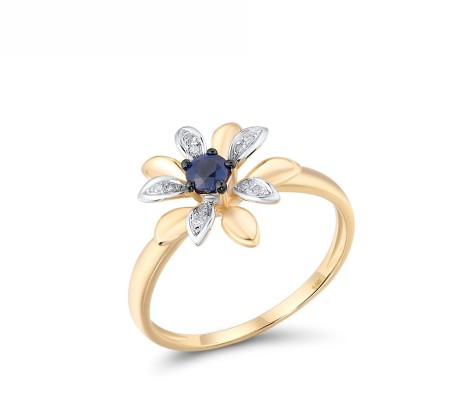 14KYWB Ring Blue Sapphire,Diamond (R313376SAP14KYWB) - US 7