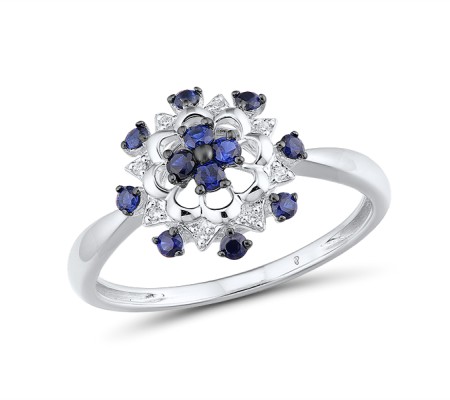 14KWB Ring Blue Sapphire,Diamond (R313395SAP14KWB) - US 7