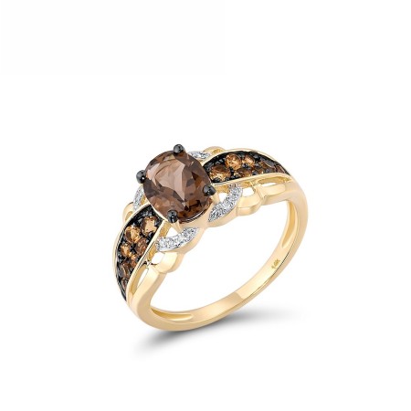 14KYWB Ring Citrine,Diamond,Smoky Quartz (R313399QCT14KYWB) - US 6