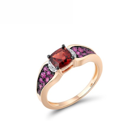 14KRWB Ring Diamond,Garnet,Ruby (R313400GRU14KRWB) - US 6