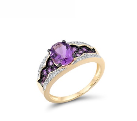 14KYWB Ring Amethyst,Diamond (R313401AME14KYWB) - US 6