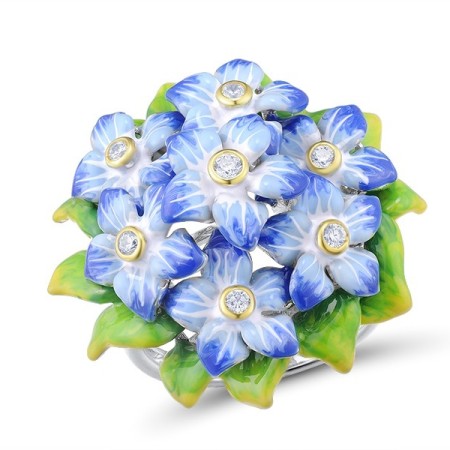 Sterling Silver w/ IONIC YELLOW PLATING Ring Enamel,White Cubic Zirconia (R313418ENASP925)