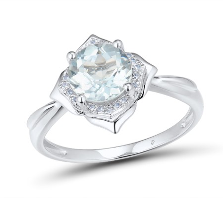 14KW Ring Blue Topaz (Sky Blue),Diamond (R313432BKT14KW)