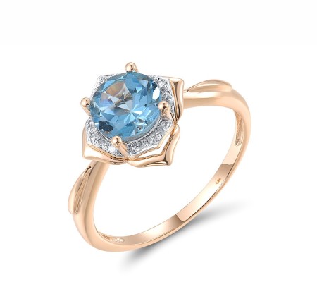 14KRW Ring Blue Topaz (Swiss Blue),Diamond (R313432BLT14KRW) - US 6