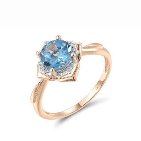 14KRW Ring Blue Topaz (Swiss Blue),Diamond (R313432BLT14KRW) - US 6