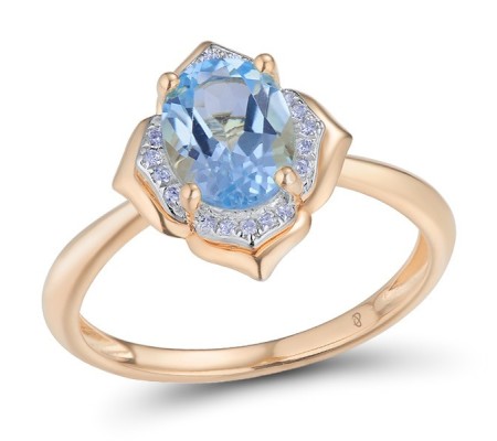 14KRW Ring Blue Topaz (Sky Blue),Diamond (R313433BKT14KRW) - US 10.25