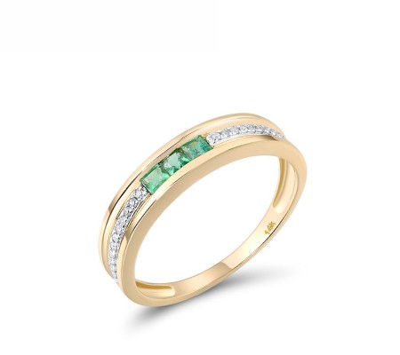 14KYW Ring Diamond,Emerald (R313447EMR14KYW) - US 7