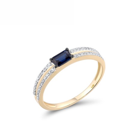 14KYWB Ring Blue Sapphire,Diamond (R313495SAP14KYWB) - US 6