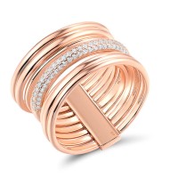  Sterling Silver w/ Rose Plating Ring White Cubic Zirconia (R313538WCZSR925) - US 6.5