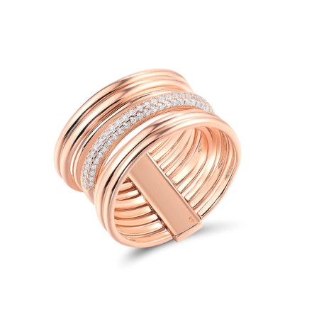  Sterling Silver w/ Rose Plating Ring White Cubic Zirconia (R313538WCZSR925) - US 6.5