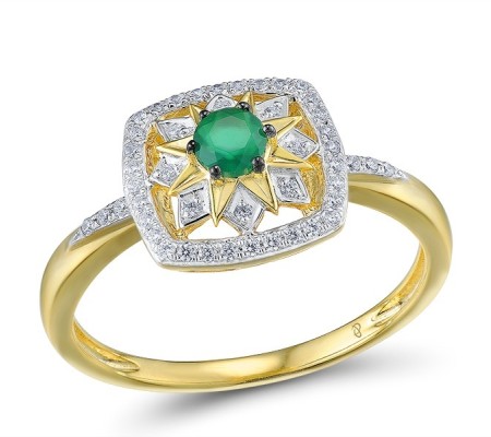14KYWB Ring Diamond,Emerald (R313563EMR14KYWB) - US 8