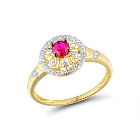 14KYWB Ring Diamond,Ruby (R313567RUY14KYWB) - US 7