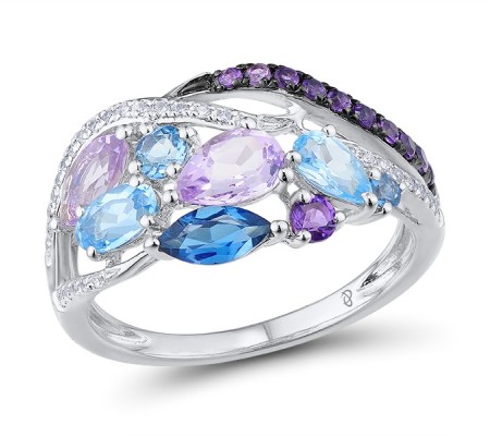 14KWB  Amethyst,Blue Topaz (Swiss Blu Ring  (R313600ABLD14KWB)