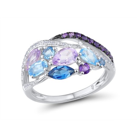14KWB  Amethyst,Blue Topaz (Swiss Blu Ring  (R313600ABLD14KWB)