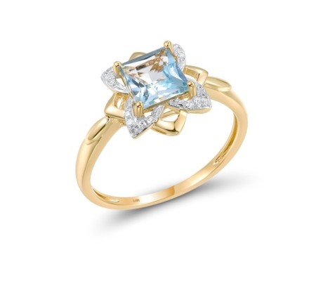14KYW Ring Blue Topaz (Sky Blue),Diamond (R313648BKT14KYW) - US 7