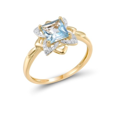 14KYW Ring Blue Topaz (Sky Blue),Diamond (R313648BKT14KYW) - US 7