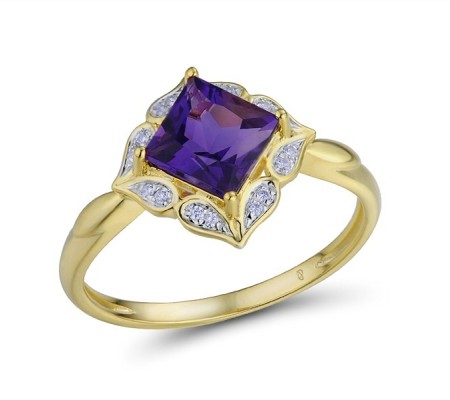 14KYW Ring Amethyst,Diamond (R313649AME14KYW) - US 6
