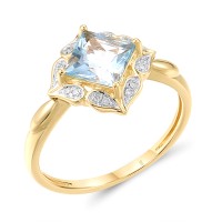 14KYW Ring Blue Topaz (Sky Blue),Diamond (R313649BKT14KYW) - US 6