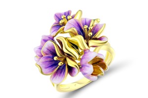 Sterling Silver w/ Yellow Plating Ring Enamel (R313941ENASY925)