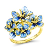 Sterling Silver w/ Yellow Plating Ring Enamel (R313944ENASY925) - US 6