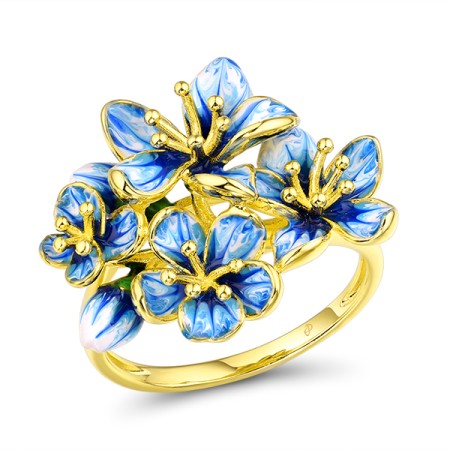 Sterling Silver w/ Yellow Plating Ring Enamel (R313944ENASY925) - US 6