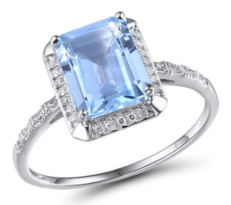 14KW Ring Blue Topaz (Sky Blue),Diamond (R313973ABKT14KW) - US 7