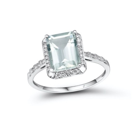 14KW Ring Diamond,Prasiolite (Green Amethyst) (R313973AGAM14KW) - US 6