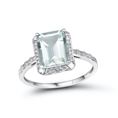 14KW Ring Diamond,Prasiolite (Green Amethyst) (R313973AGAM14KW) - US 6