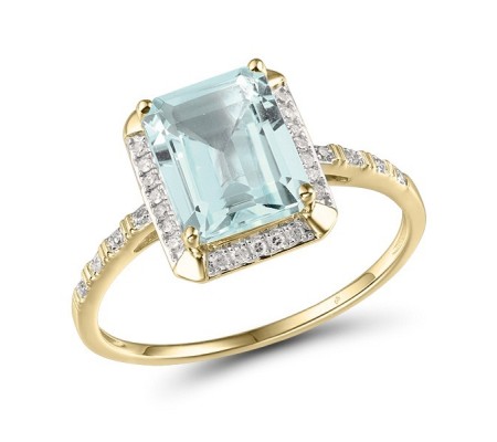 14KYW Ring Diamond,Prasiolite (Green Amethyst) (R313973AGAM14KYW) - US 6.5