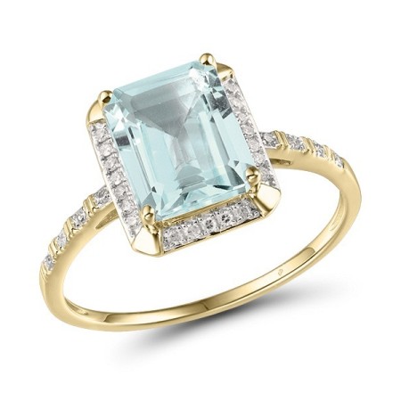 14KYW Ring Diamond,Prasiolite (Green Amethyst) (R313973AGAM14KYW) - US 6.5