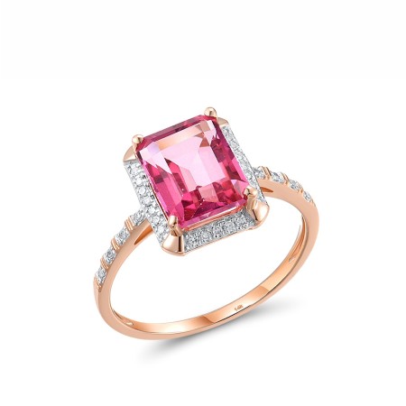 14KRW Ring Diamond,Pink Topaz (R313973APNT14KRW) - US 7