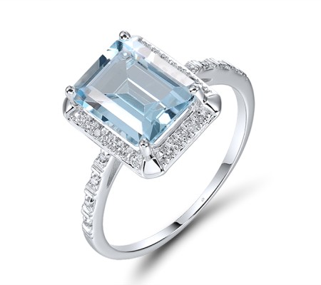14KW Ring Blue Topaz (Sky Blue),Diamond (R313973BKT14KW) - US 5.25