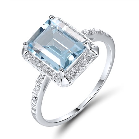 14KW Ring Blue Topaz (Sky Blue),Diamond (R313973BKT14KW) - US 5.25