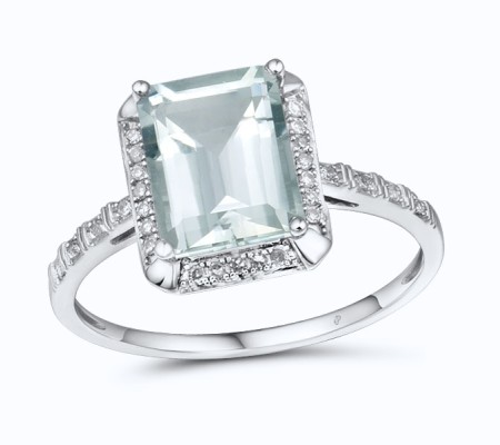 14KW Ring Diamond,Prasiolite (Green Amethyst) (R313973GAM14KW)