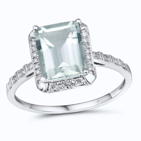 14KW Ring Diamond,Prasiolite (Green Amethyst) (R313973GAM14KW)
