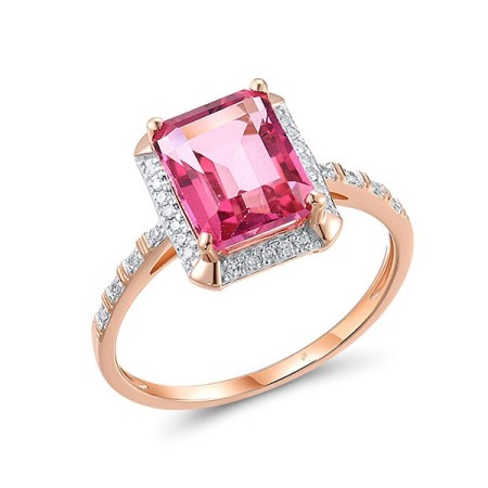 14KRW Ring Diamond,Pink Topaz (R313973PNT14KRW) - US 6