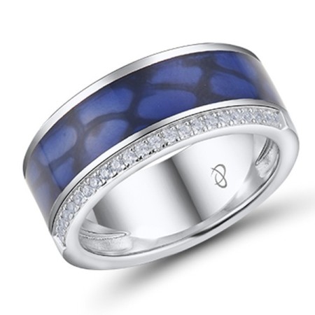 Sterling Silver Ring Enamel,White Cubic Zirconia (R314011ENASL925)