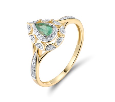 14KYWB Ring Diamond,Emerald (R314017EMR14KYWB)