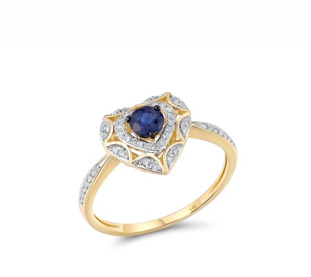 14KYWB Ring Blue Sapphire,Diamond (R314018SAP14KYWB) - US 7