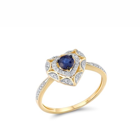 14KYWB Ring Blue Sapphire,Diamond (R314018SAP14KYWB) - US 7