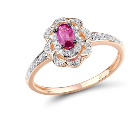 14KRWB Ring Diamond,Ruby (R314020RUY14KRWB) - US 7