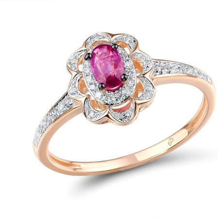 14KRWB Ring Diamond,Ruby (R314020RUY14KRWB) - US 7