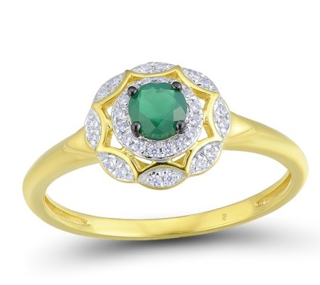 14KYWB Ring Diamond,Emerald (R314021EMR14KYWB) - US 6