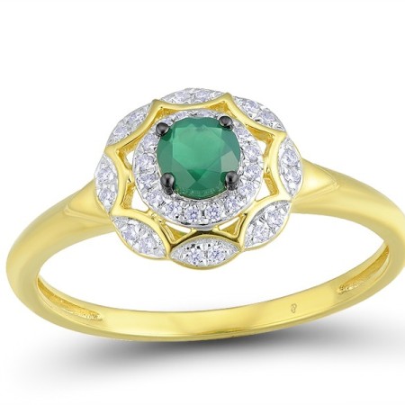 14KYWB Ring Diamond,Emerald (R314021EMR14KYWB) - US 6