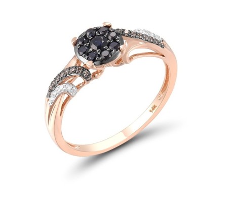 14KRWB Ring Blue Sapphire,Brown Diamond,Diamond (R314061BRS14KRWB) - US 6