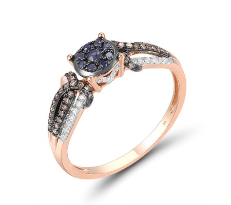 14KRWB Ring Blue Sapphire,Brown Diamond,Diamond (R314062BRS14KRWB) - US 6