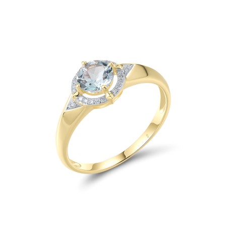 14KRW Ring Diamond,Blue Topaz (Sky Blue) (R314138BKT14KRW)