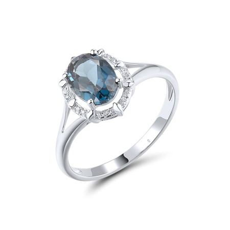 14KW Ring London Blue Topaz,Diamond (R314140LDB14KW) - US 7
