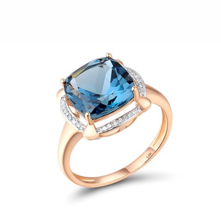 14KRW Ring Diamond,London Blue Topaz (R314143LDB14KRW) - US 6