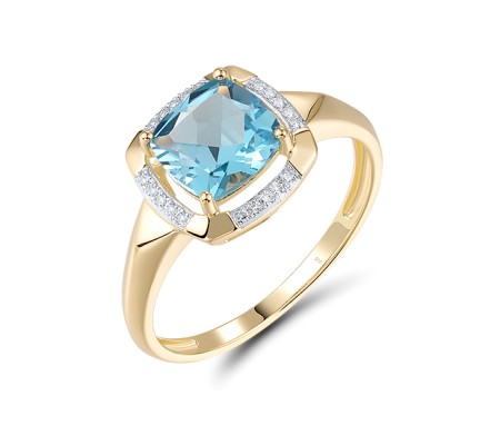 14KYW Ring Blue Topaz (Swiss Blue),Diamond (R314144BLT14KYW)